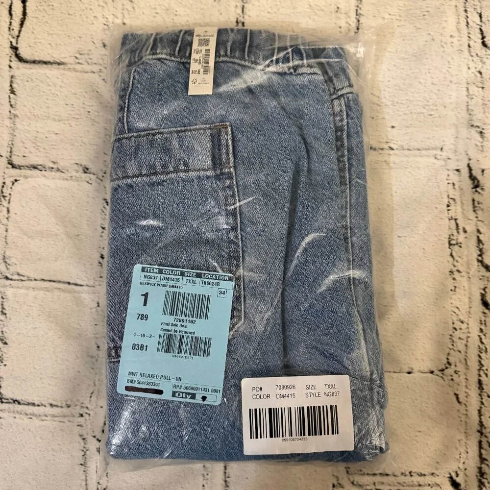 Madewell Plus Pull-On Relaxed Jeans Tall XXL
